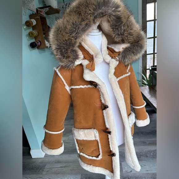 DAKOMA-KIDS OUTERWEAR MINK FUR-LINED COAT W/FUR HOOD-TIMBER Size 7 - Picture 4 of 15